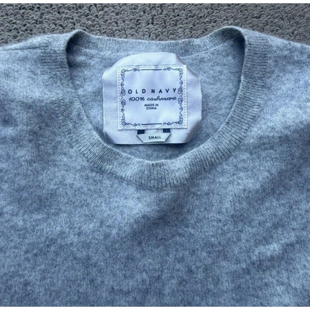 Vintage Old Navy 100% Cashmere Sweater light Gray Rare Y2K soft Luxury knit S